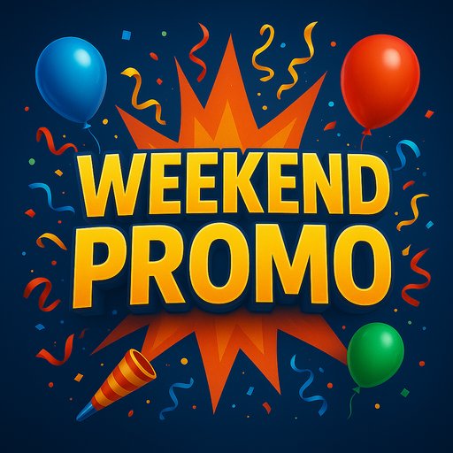 Crickex weekend promo banner with bold typography and party graphics. The image emphasizes limited-time boosts.
