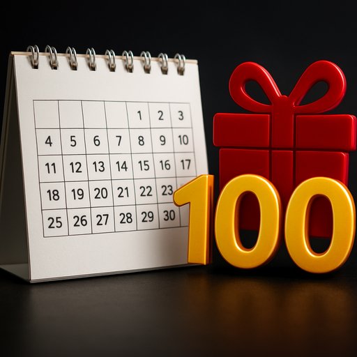Daily bonus graphic featuring a calendar, gift icon, and bold numbers highlighting daily rewards. The look emphasizes timely bonuses for daily players.