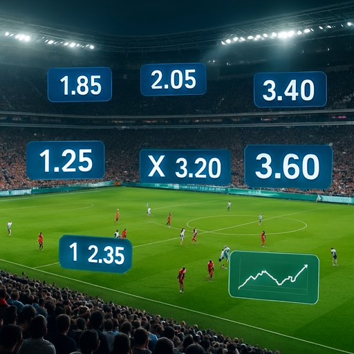 Football stadium during a live match with betting overlays and Crickex branding