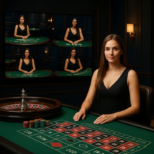 Crickex live casino table image showing a real-time broadcast studio with dealers and multiple camera angles; premium feel for live gaming.