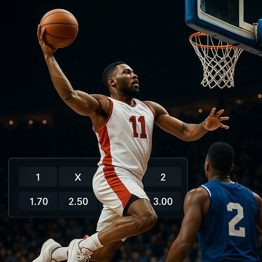 Basketball action shot with on-screen betting options and Crickex branding