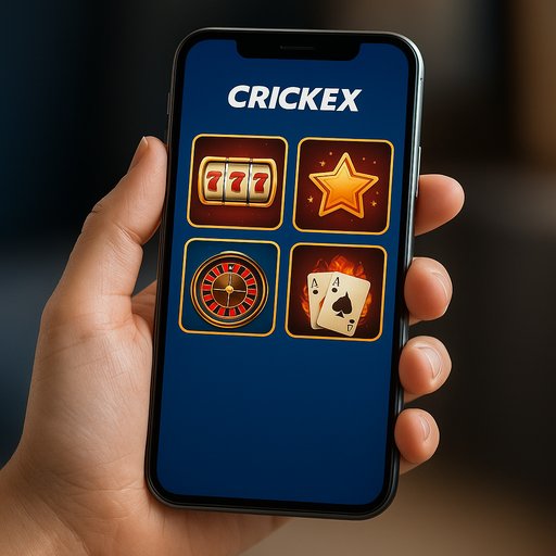 Crickex mobile platform play image showing a smartphone with platform game icons; emphasizes responsive design and on-the-go access to live gaming.