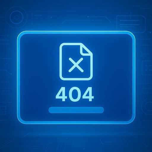 Not Found illustration for Crickex error-page: a futuristic UI with a missing page icon, blue tones, and a calm, supportive mood. The style conveys clarity and assistance.
