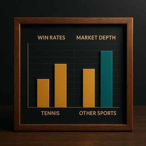 Statistics chart showing win rates and market depth for tennis and other sports